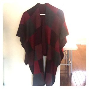 Oversized plaid wrap/vest
